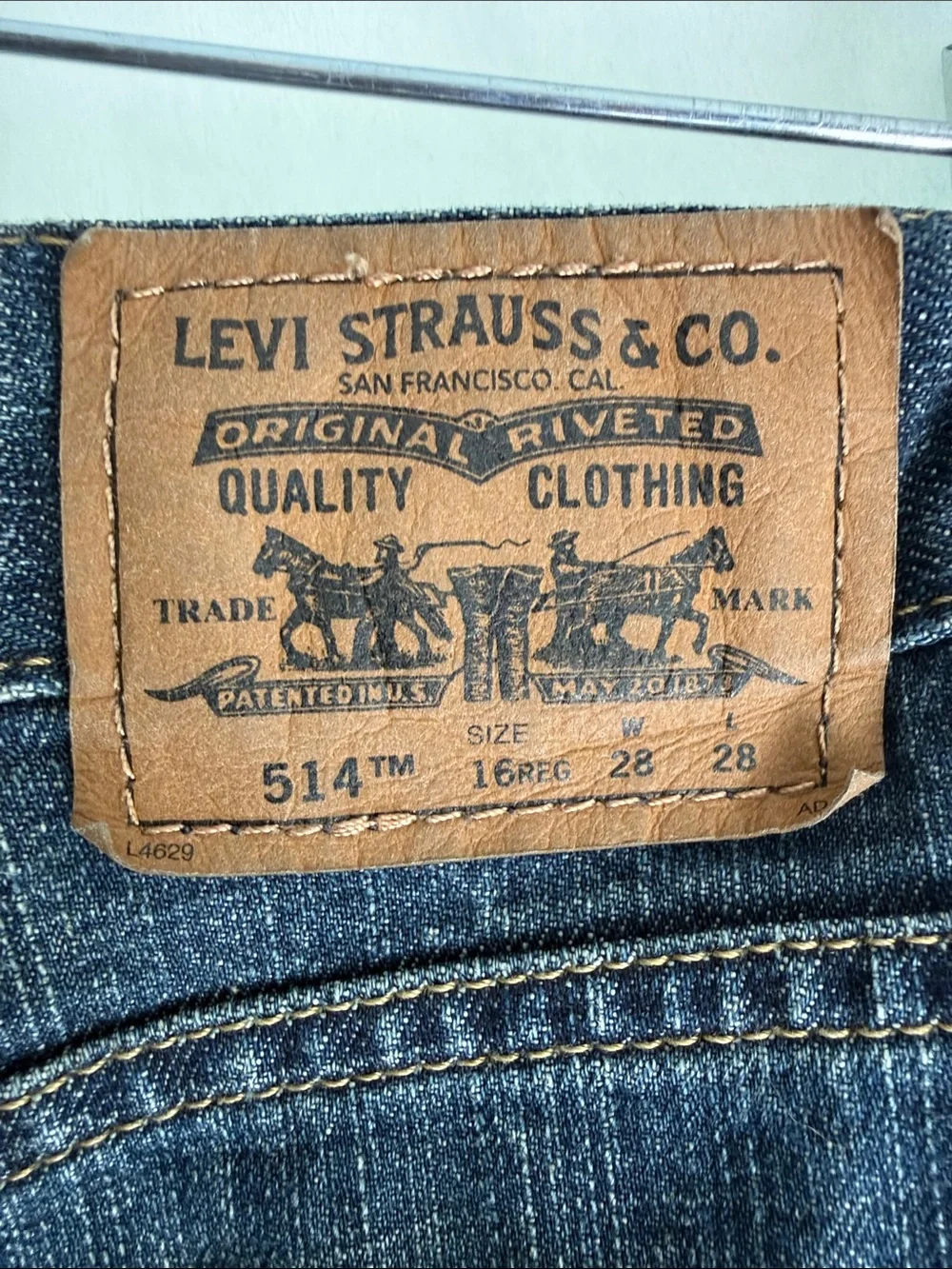 VTG Levi's 514 Young Mens Indigo Straight Jeans 16reg 28x28